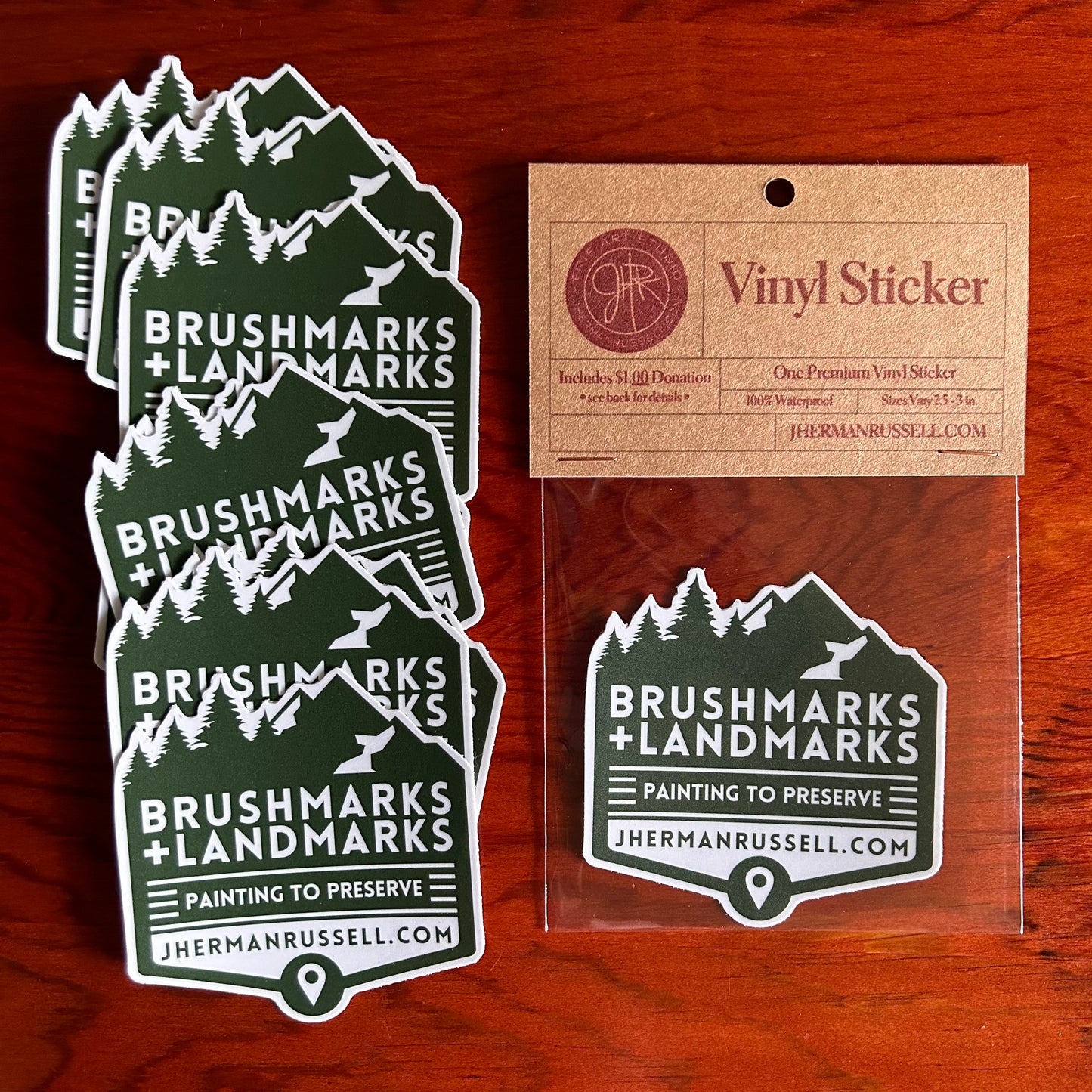 Brushmarks + Landmarks Donation Sticker